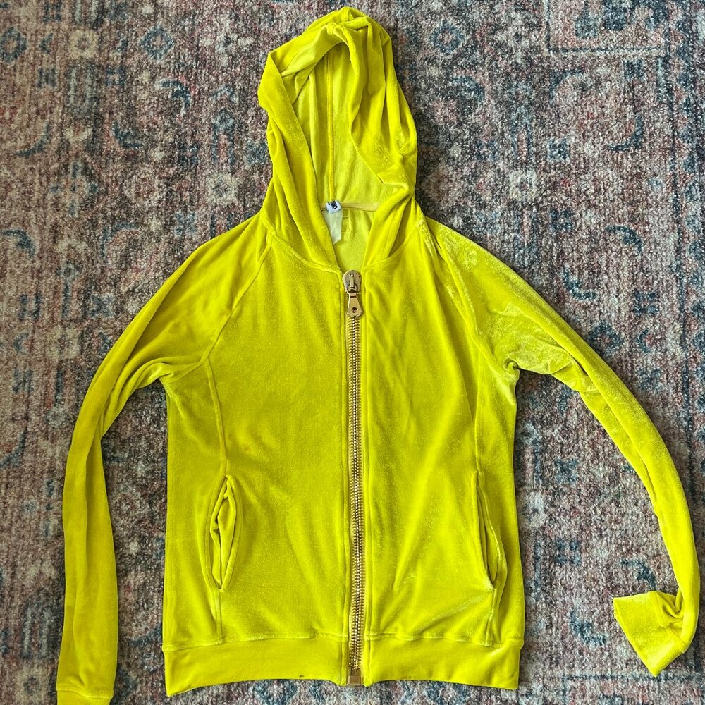 Neon Yellow Y2K Moschino Zip-up Hoodie Gold Hardware size XS